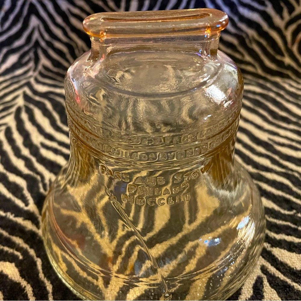 Liberty Bell Coin Bank, Pink Glass, 1976
